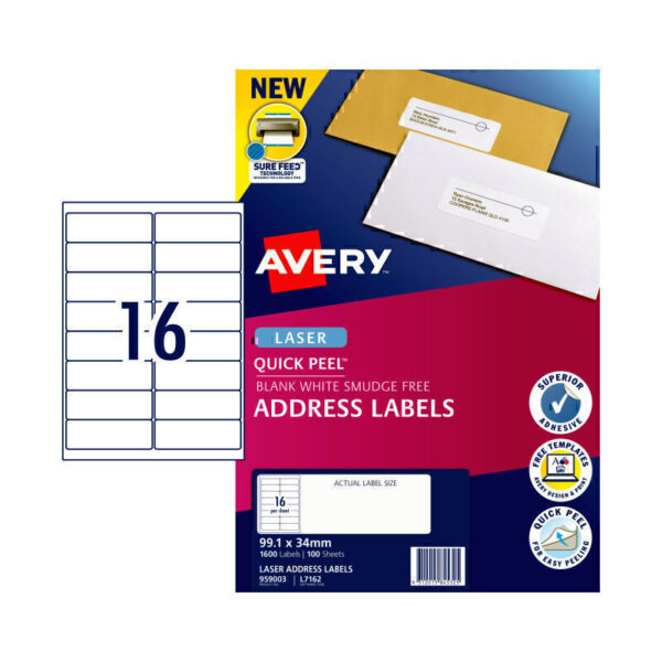 Avery Label Shipping Quick Peel L7162 99.1x34mm 16Up Pk100