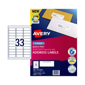 Avery Laser Label Quick Peel Address L7157 64x24.3 33Up Pk100