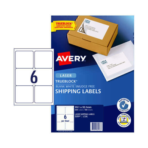 Avery Laser Label Shipping L7166 99.1x139 6UpPk100