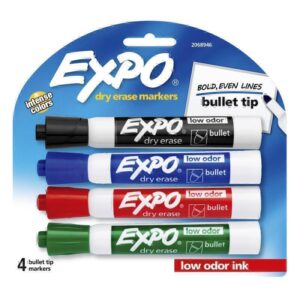 Expo Whitboard Marker Low Odor Bullet Asst Pk4