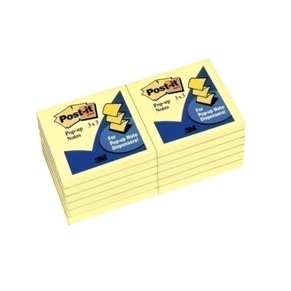 Post-It Pop-up Notes Canary Yellow 76 x 76mm 12-Pack