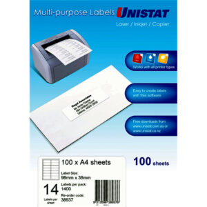 Unistat LIP Label 98X38mm 14Up Pk100