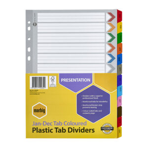 Marbig Indices & Dividers Jan-Dec Tab Reinf A4 Col