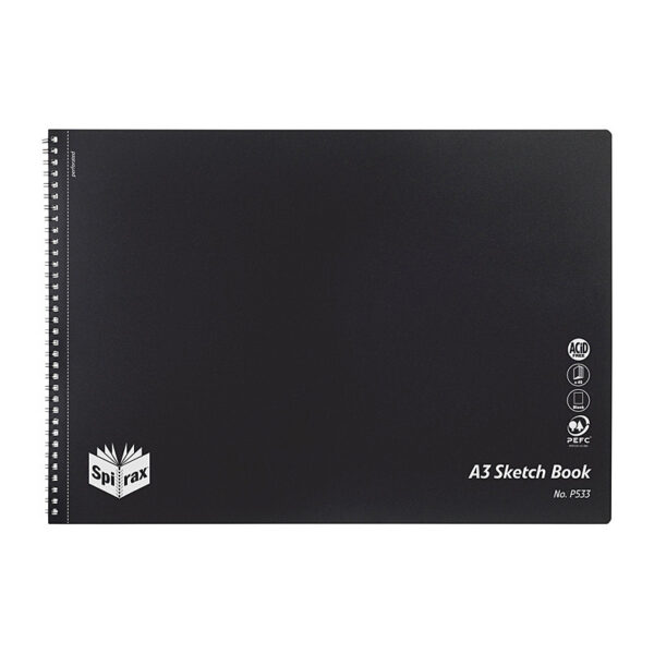 Spirax P533 PP Sketch Book A3 40 Pgs Blk